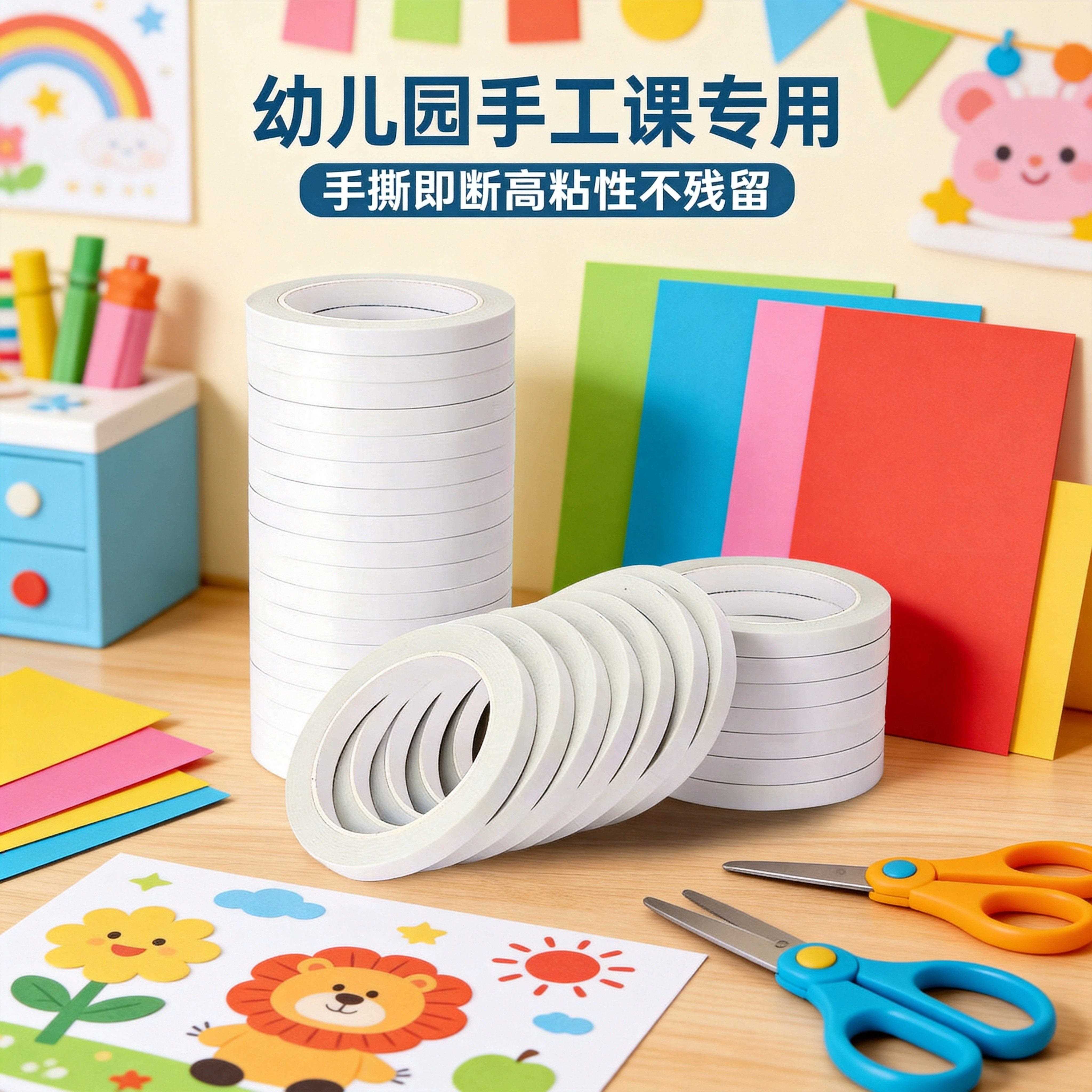 2元 双面胶高超薄手工宽胶带两面黏胶贴用品易撕办公半透明双面胶