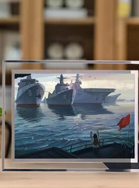 军迷军旅题材绘画桌面摆件水晶相框毕业季送同学礼物军迷纪念摆件