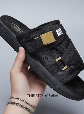 莆田CHRISTO  VISVIM拖鞋男士休闲情侣沙滩鞋男女款潮牌外穿凉拖