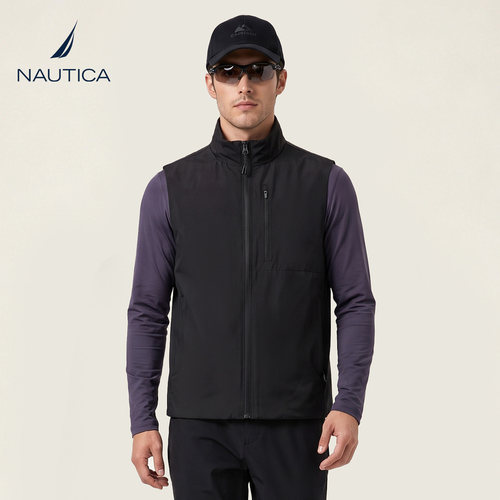 NAUTICA诺帝卡男士保暖马甲冬季休闲拉链立领舒适轻暖上衣背心