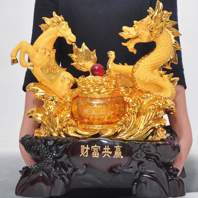 财富共赢龙马精神摆件招财风水公司店铺办公室开业龙凤摆件礼品