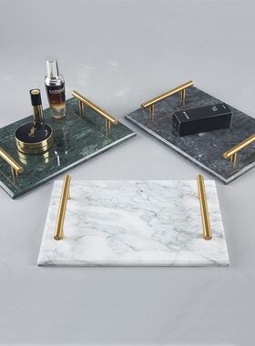大理石把手托盘卫浴置物架收纳盘桌上北欧风装饰盘子