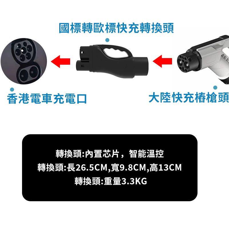 香港电车国标转CCS2欧标充电桩枪快充直流转接头tasla港车北上BYD
