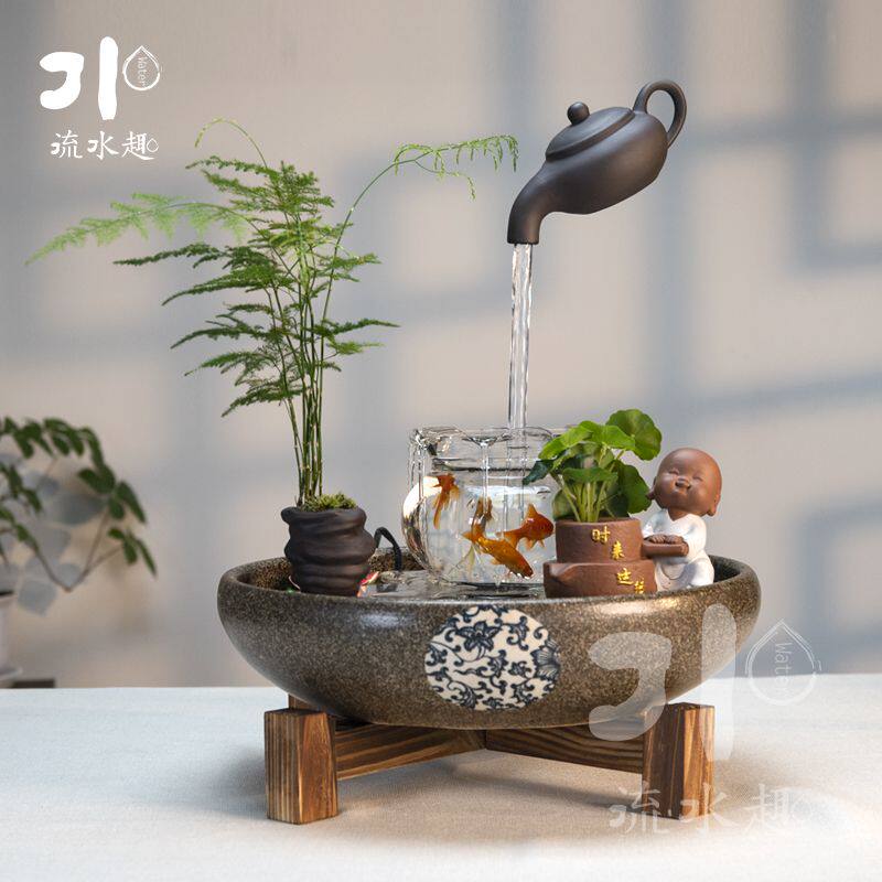 流水趣流水摆件循环装饰品客厅茶馆会所工艺品礼品创意桌面摆件