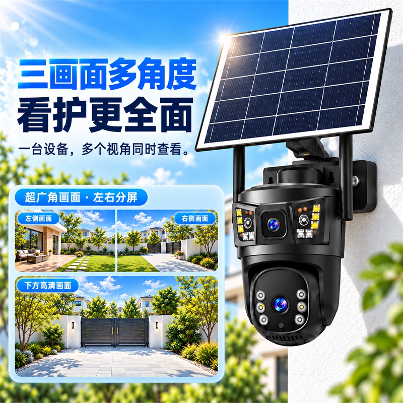国美电器室外太阳能摄像头监控器4G免流手机远程门口户外智能高清