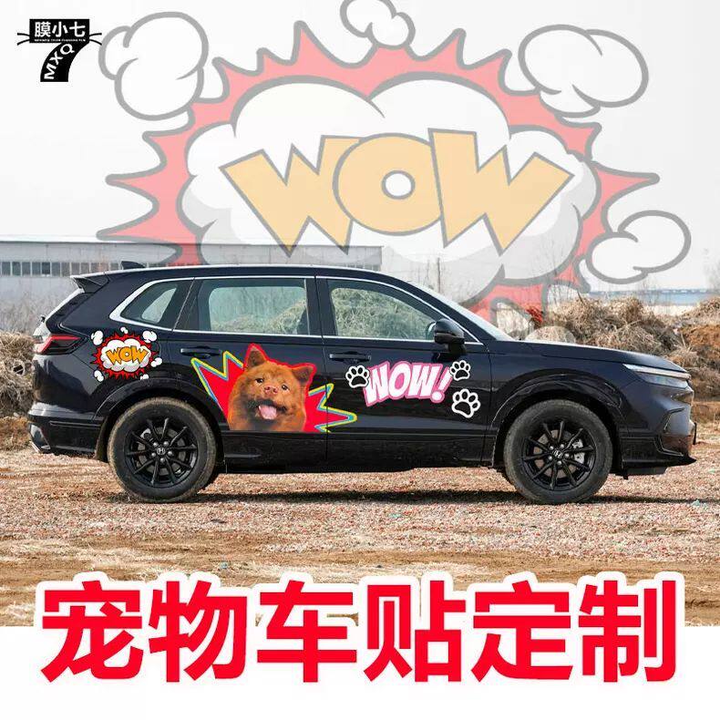 宠物狗猫车贴改色膜彩绘全车衣大尺寸 痛车遮挡划痕车贴拉花