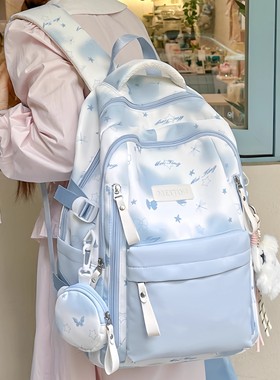 法国Nit Zana书包初中女生2026新款蓝色ins风高中生大容量双肩包