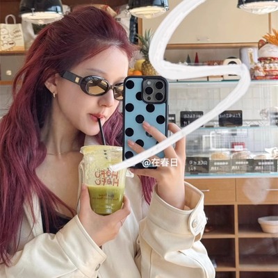 明星赵露思同款蓝波点手机壳