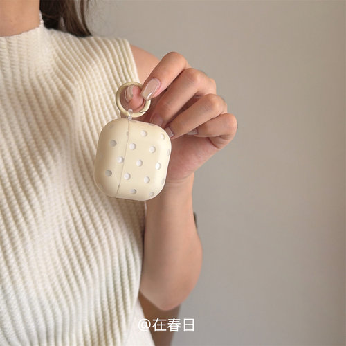 米白波点无线蓝牙耳机壳