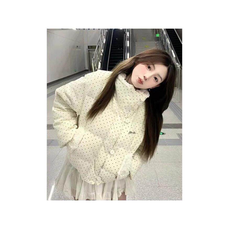 冬季韩系波点棉服女加厚
