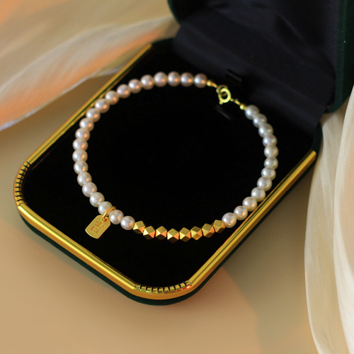 正品天然淡水近圆细小女珍珠手链