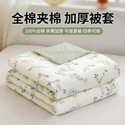 纯棉夹棉加厚被套单件四季通用