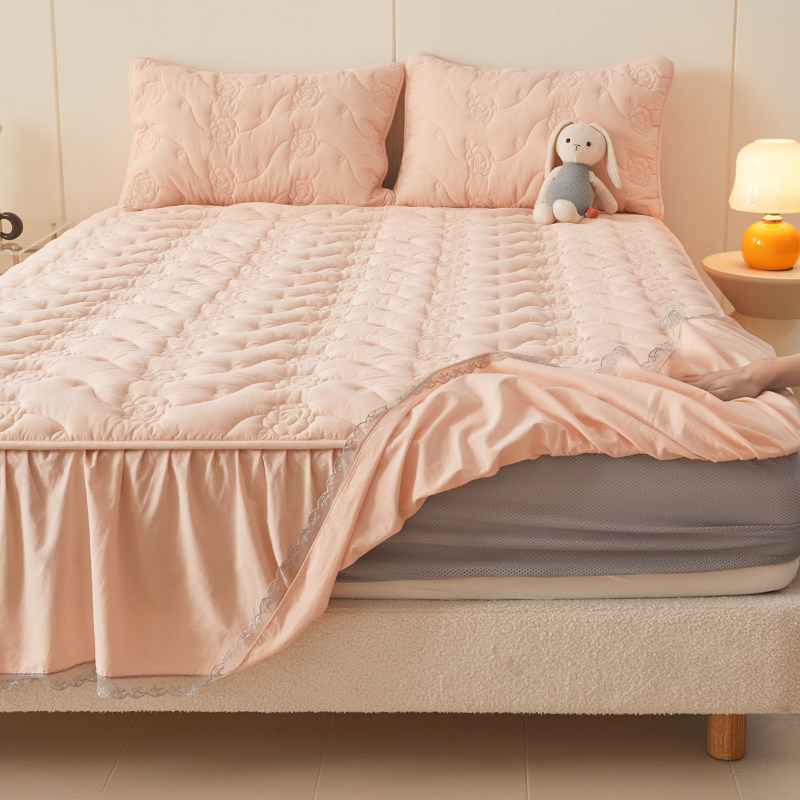 a类母婴级纯棉床笠带裙边床罩