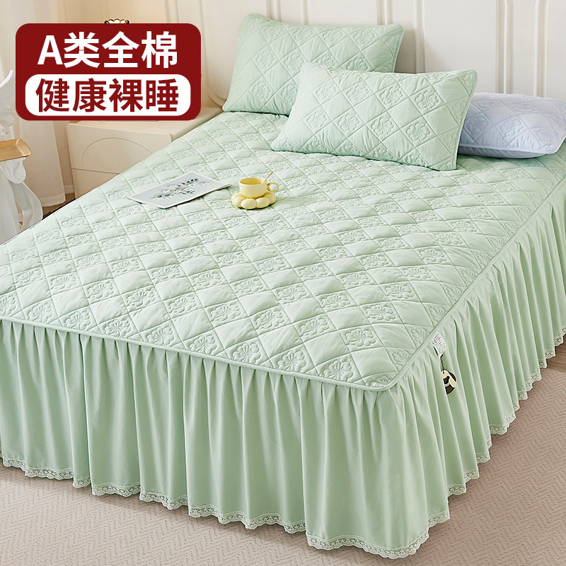 A类全棉床裙单件公主风纯棉加厚夹棉床罩床裙款遮丑新款四季通用,床上用品,床裙,淘宝优惠券,粉丝福利购,淘宝优惠卷