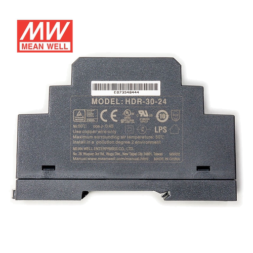 明纬24V电源30W HDR-30-24 导轨式 220V转24V直流稳压 台湾品牌