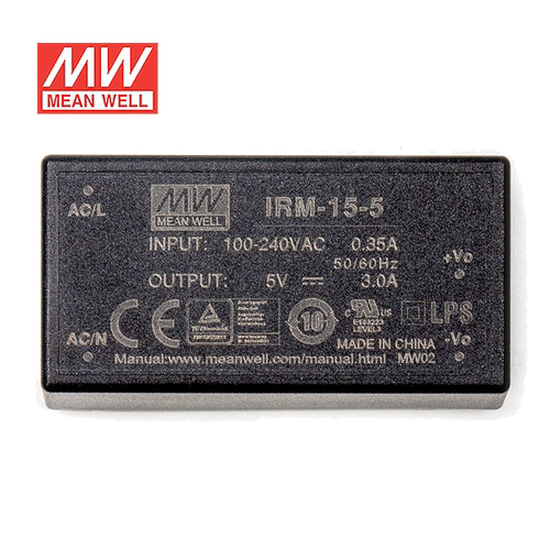 明纬24V电源15W IRM-15-24 0.63A AC-DC模块直流稳压插脚型台湾