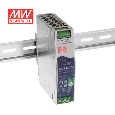 明纬24V电源60W WDR-60-24 导轨式 380V转24VDC直流稳压台湾