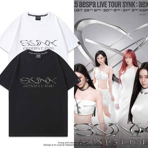 aespa巡回演唱会SYNK aeXIS LINE周边短袖T恤金旼正宁艺卓应援服