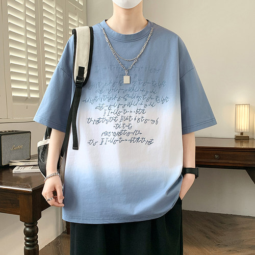 夏季宽松短袖T恤男青少年上衣