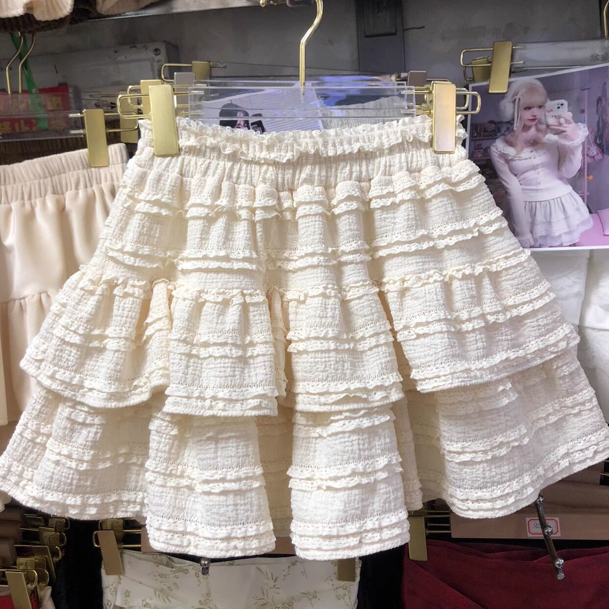 夏日系甜美芭蕾风软妹蕾丝花边蛋糕半身裙女设计感小众蓬蓬短裙子