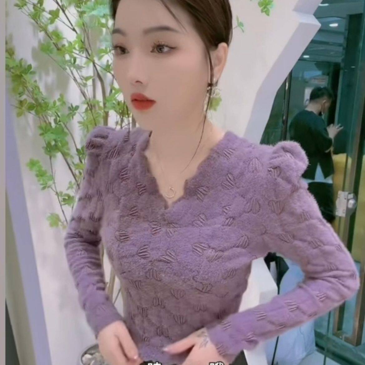 春秋磨毛保暖长袖爱心蕾丝打底衫女2025冬季新款显瘦修身打底上衣,女装/女士精品,蕾丝衫/雪纺衫,淘宝优惠券,粉丝福利购,淘宝优惠卷