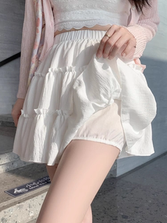 白色短裙蛋糕裙女夏季2024新款小个子芭蕾风蓬蓬a字半身裙子蕾丝