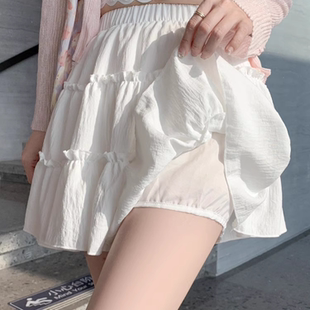 白色短裙蛋糕裙女夏季 小个子芭蕾风蓬蓬a字半身裙子蕾丝 2024新款