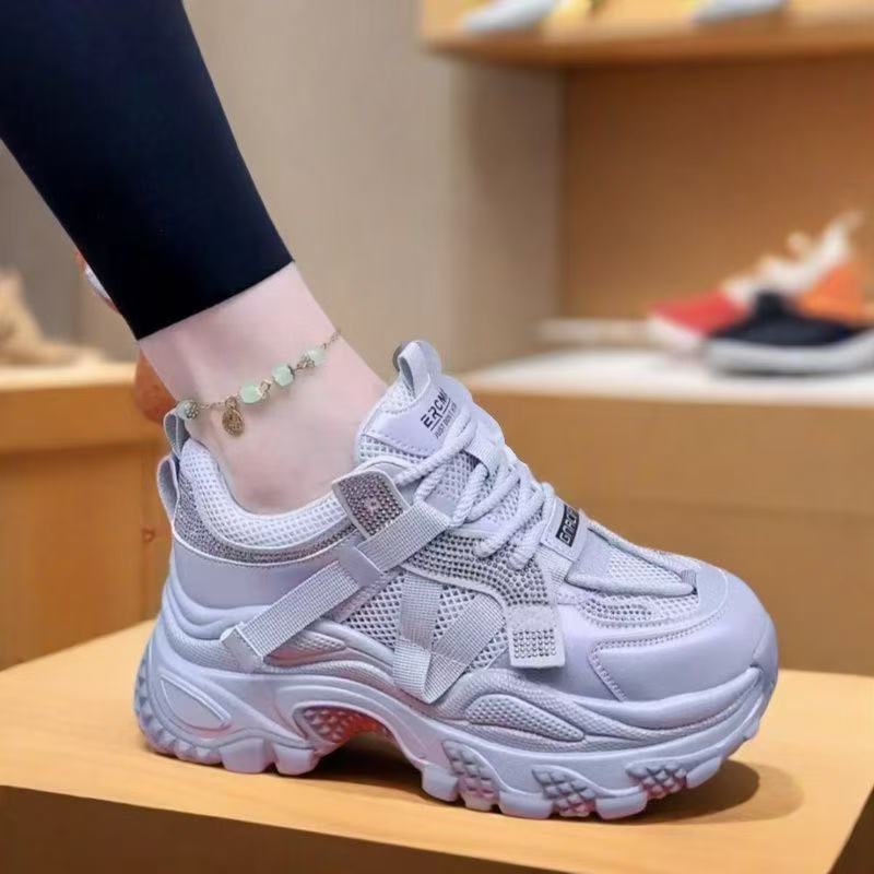 彤彤加鞋鞋2025夏季炫彩增高老爹鞋舒适透气时尚百搭软底软面鞋