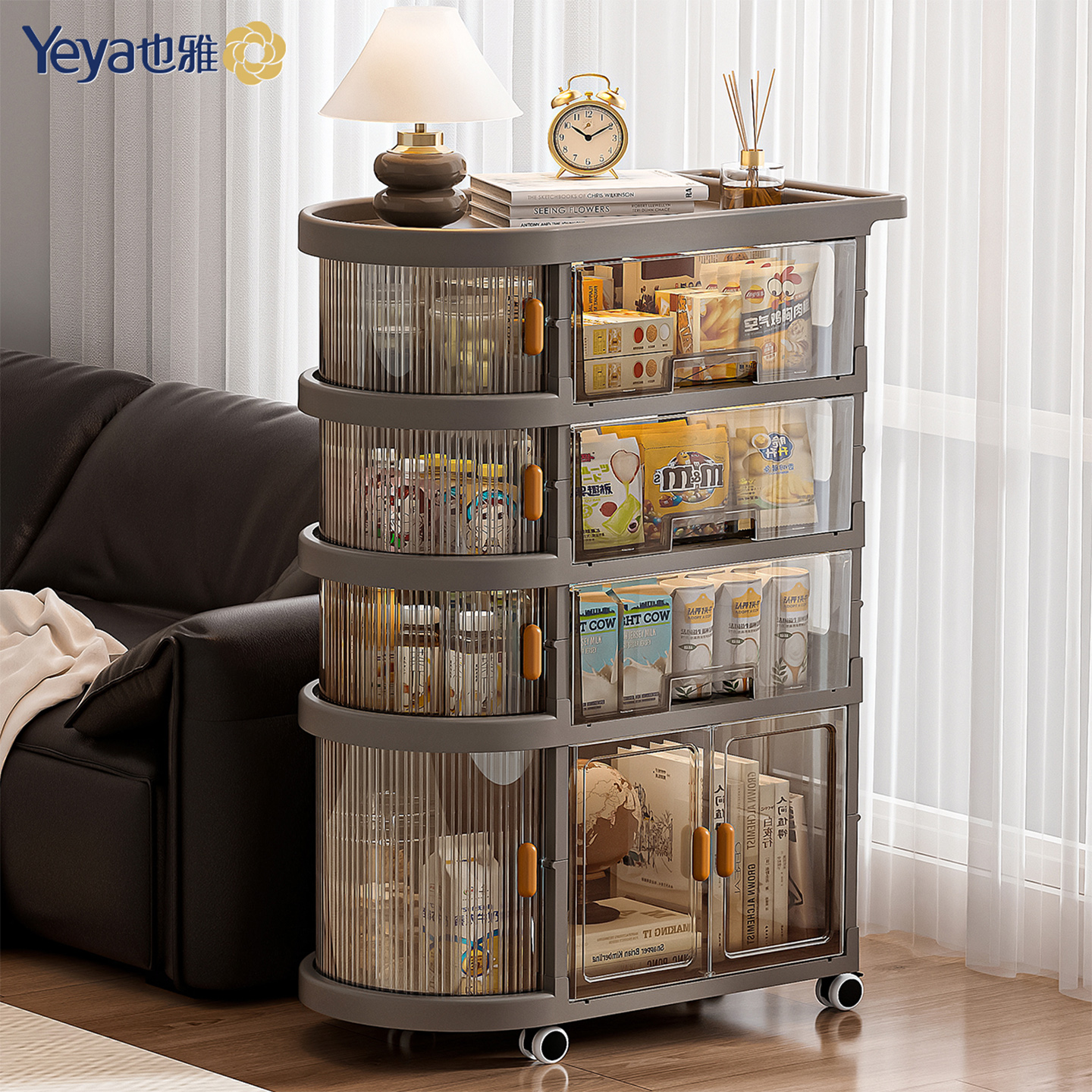 也雅零食置物架小推车可移动