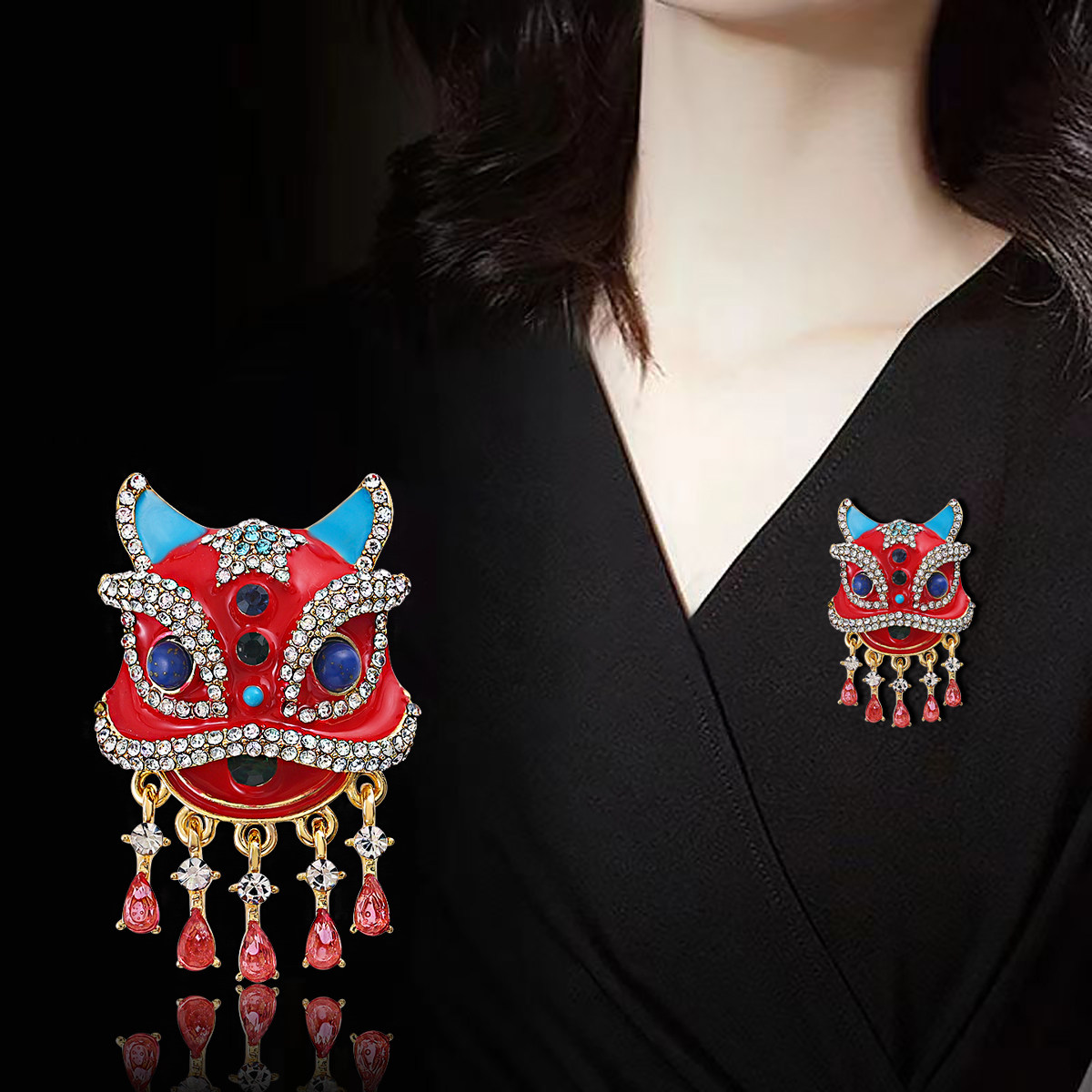 中国风国潮醒狮胸针小众新年西装毛衣配饰礼物多功能外套别针胸花,饰品/流行首饰/时尚饰品新,胸针,淘宝优惠券,粉丝福利购,淘宝优惠卷