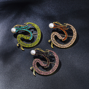 创意个性龙形胸针男时尚百搭合金水钻珍珠生肖龙西装大衣配饰胸花