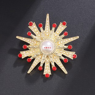 女士精致胸针合金镶嵌仿珍珠水钻别针星星防走光服装 时尚 固定胸花