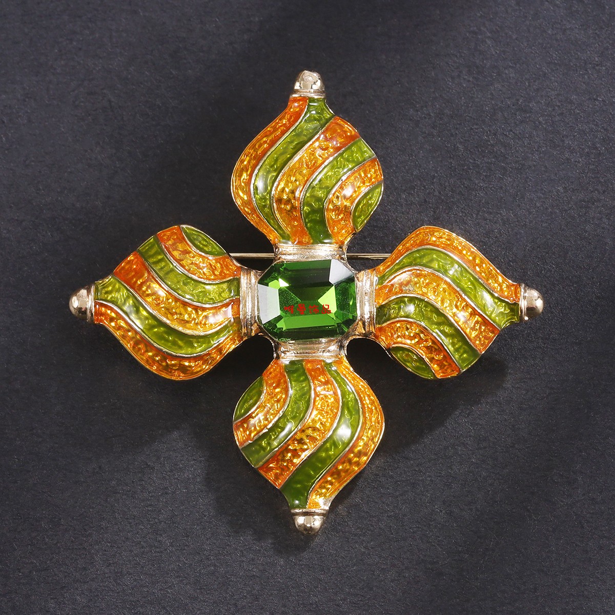 复古彩绘合金别针镶嵌绿色玻璃服装包包帽子装饰品秋冬大衣配饰品