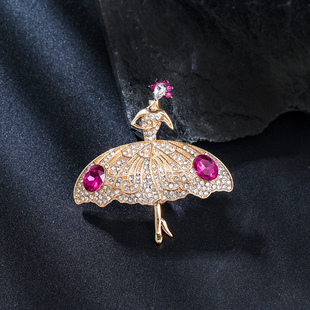 新款芭蕾舞者胸针高档精致合金镶钻女士胸花西装大衣外套配饰领针