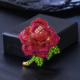跨境创意重工满钻玫瑰花胸针高级感复古优雅气质女士西装 外套胸花
