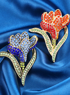 奢华高档水仙花胸针女秋冬大衣别针服装固定收腰饰品时尚胸花配饰