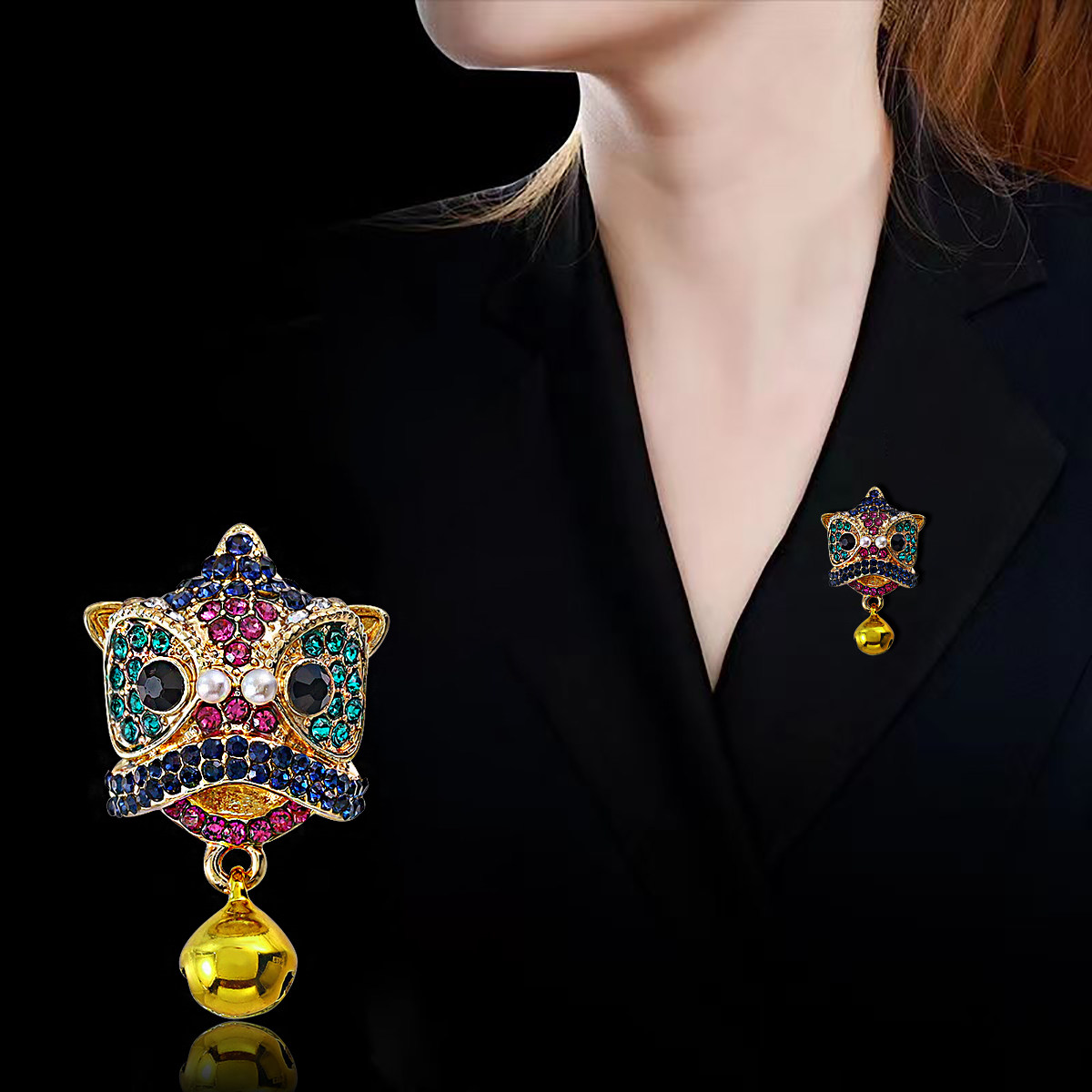 新款国潮醒狮胸针精致可爱合金满钻铃铛新年服装配饰别针胸花批发,饰品/流行首饰/时尚饰品新,胸针,淘宝优惠券,粉丝福利购,淘宝优惠卷