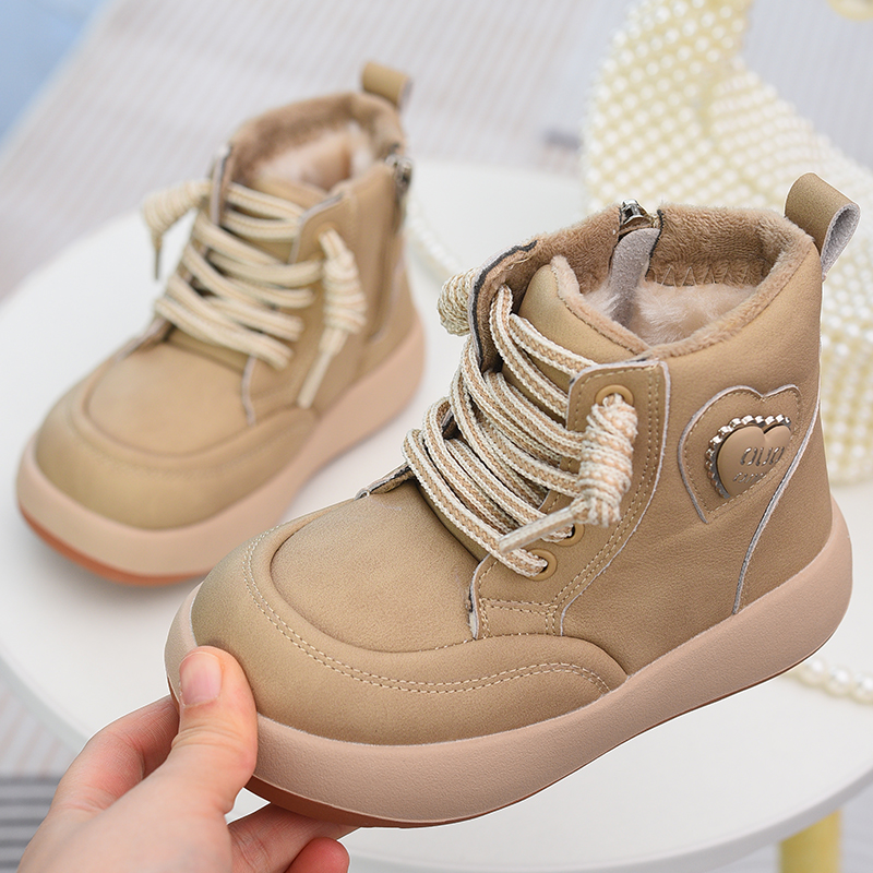 儿童雪地靴加绒加厚女童保暖棉靴2025冬季新款童鞋男童大棉鞋短靴