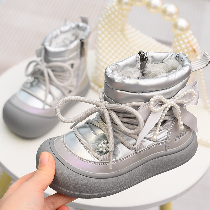 儿童靴子女童加绒雪地靴2025冬季新款大棉童鞋雪地棉靴女宝宝短靴