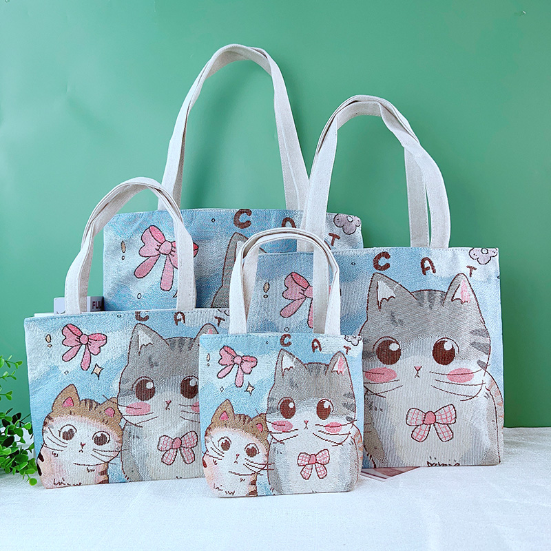 卡通刺绣帆布单肩手提包