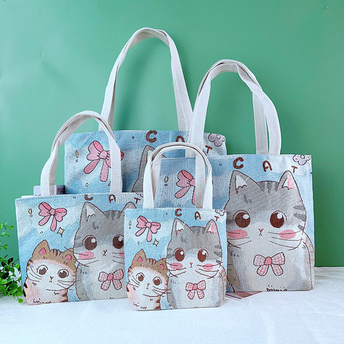 卡通刺绣帆布单肩手提包