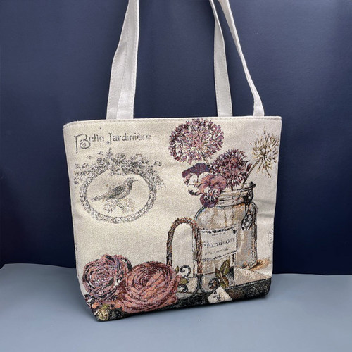 帆布包双面提花刺绣手提单肩包