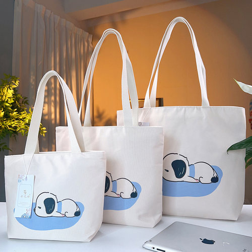 新款帆布包包卡通可爱大容量单肩手提学生补习上班通勤妈咪托特包