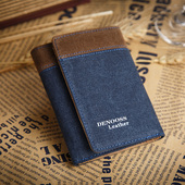 钱包男士 日韩青年皮夹多卡位学生钱夹潮 小票夹 短款 牛仔帆布薄款