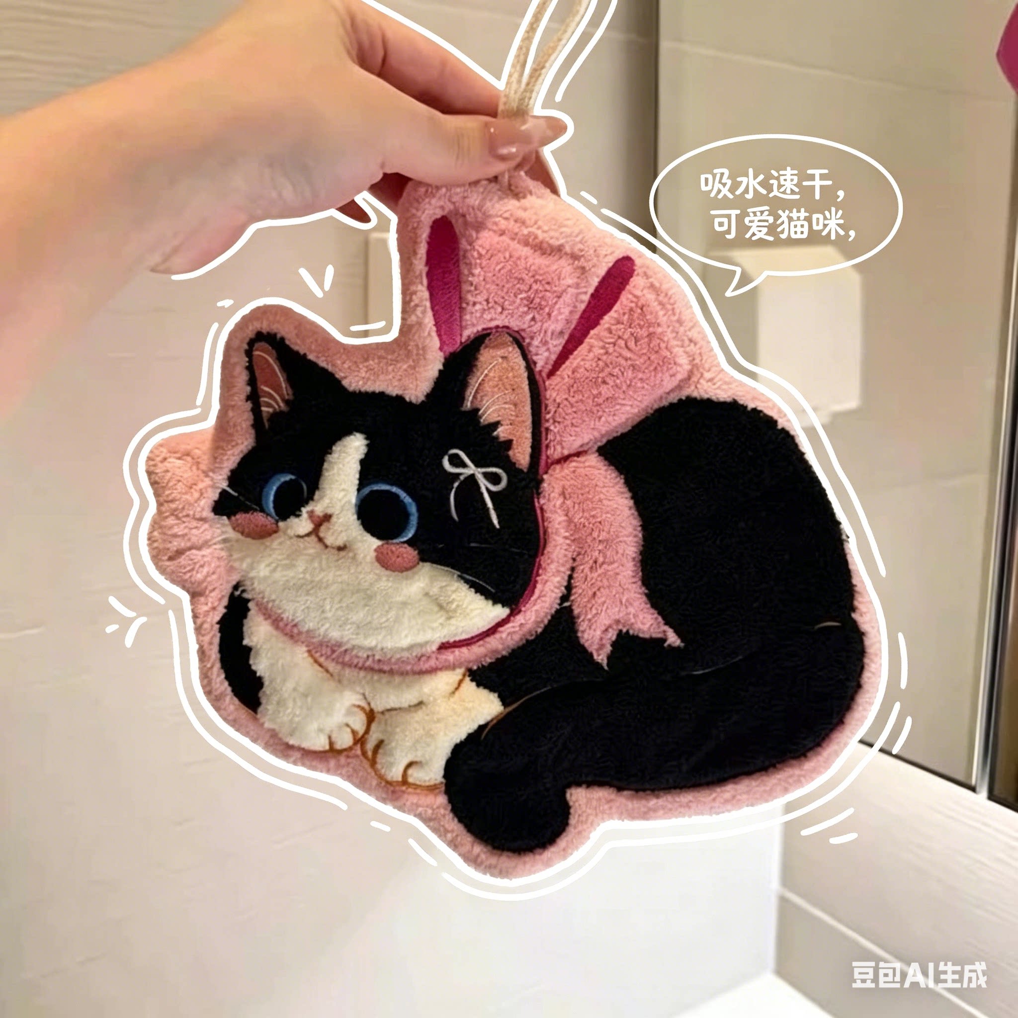 猫咪擦手巾挂式可爱毛巾