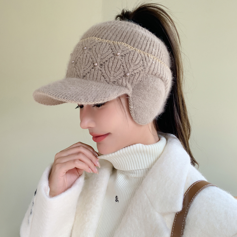 空顶出游休闲女冬珍珠空顶帽