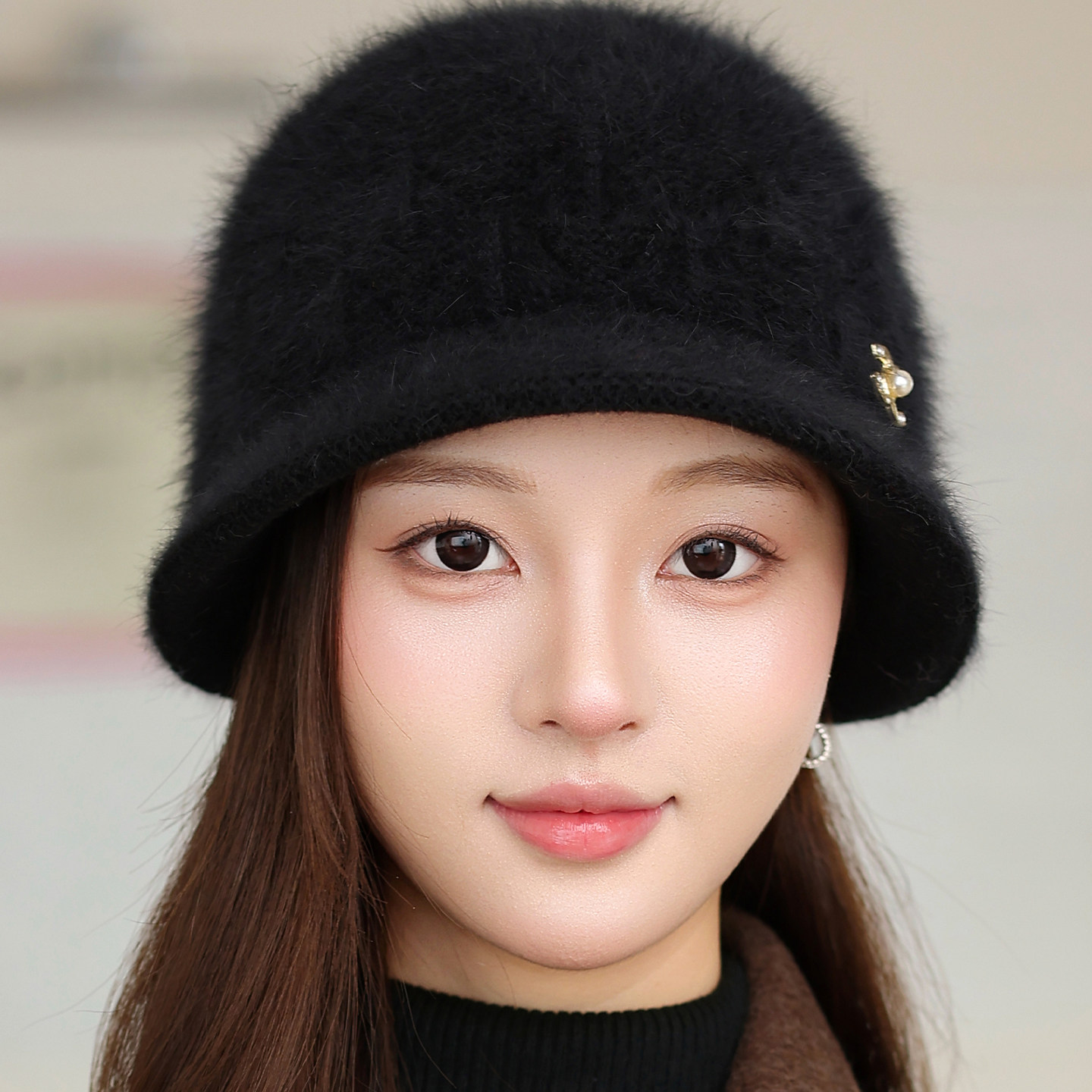 兔毛针织毛线帽新款中老年人帽子女秋冬天加厚妈妈帽保暖女士冬帽