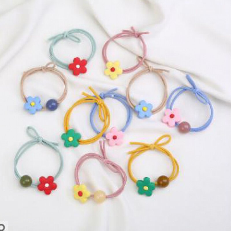抖音新款泫雅头绳韩式糖果色软陶五瓣花朵发圈双层螺旋皮筋可爱精