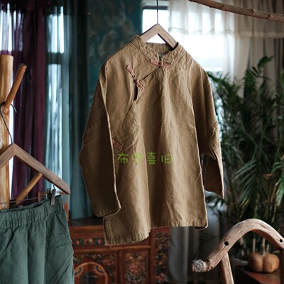 原创设计文艺复古中式改良斜襟宽松小衫0579/0580上衣+半裙