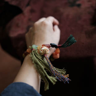 新款阿拉善戈壁原石玛瑙鹿角根付文玩手串SC034